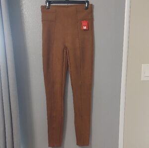 SPANX Faux Suede Leggings Tag - Rich Caramel Medium/ Long